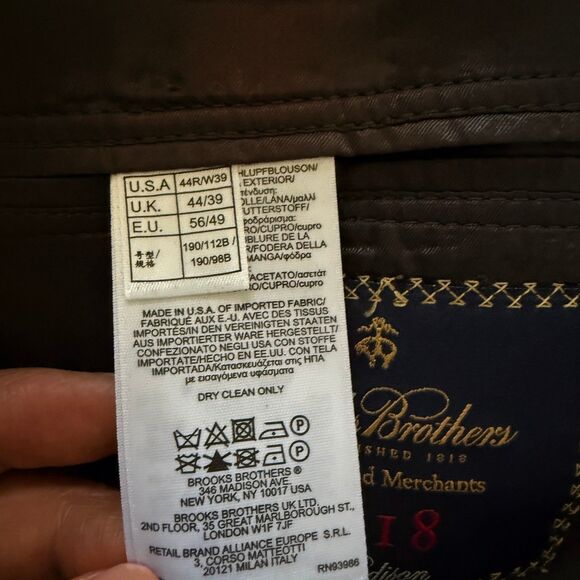 Brooks Brothers 1818 Madison SaxxonWool Pinstripe Suit Made USA Charcoal 44R/39W - Picture 13 of 15